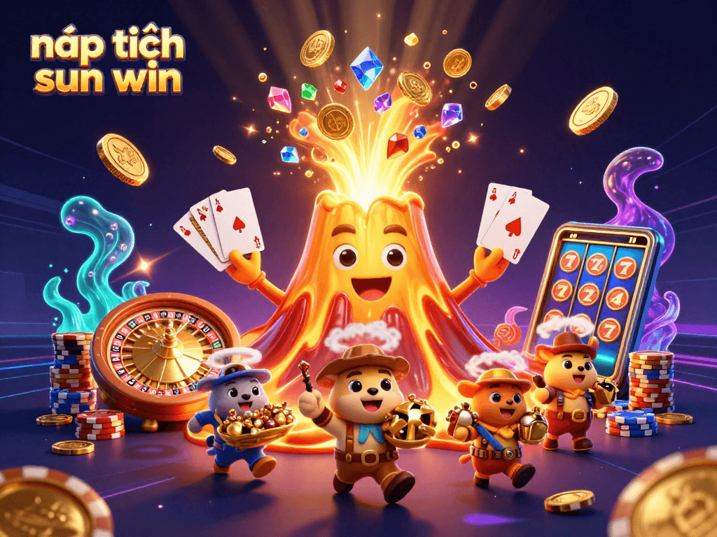 Enjoy nạp tiền sun win as the golden volcano erupts with treasures, showcasing thrilling casino excitement.