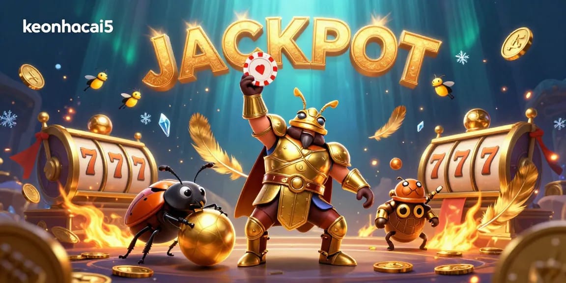 Experience keonhacai5 excitement with golden poker chips and vibrant casino elements