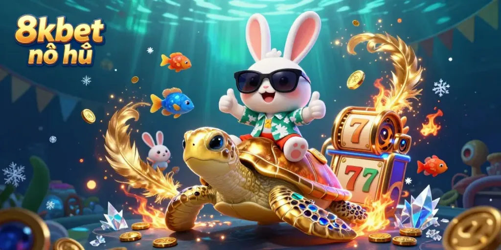 Experience the thrill of 8xbet nổ hũ with captivating characters and dynamic game elements in a vibrant casino illustration.