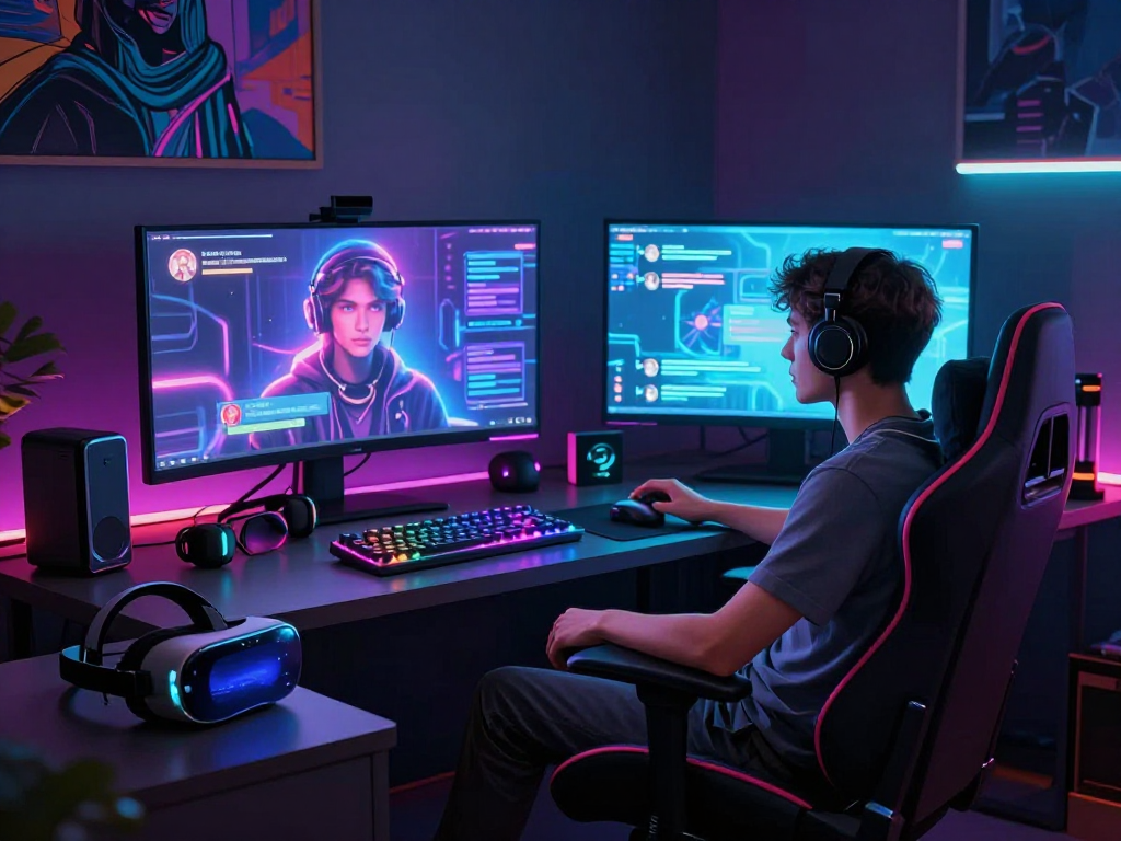 Engaging nsfw AI chat experience in a stylish modern gaming setup.
