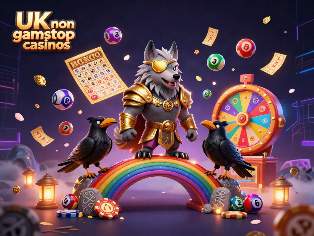 Experience the excitement of UK non gamstop casinos with mythical figures and vibrant game elements.