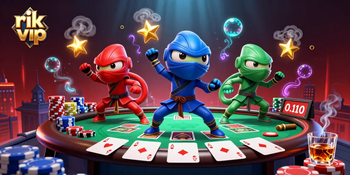 Experience the action with rik vip's dynamic casino scene featuring chameleon ninjas.
