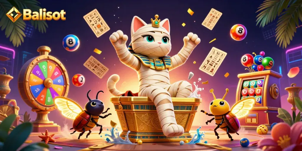 Experience thrilling action with Balislot's vibrant pyramid casino scene.