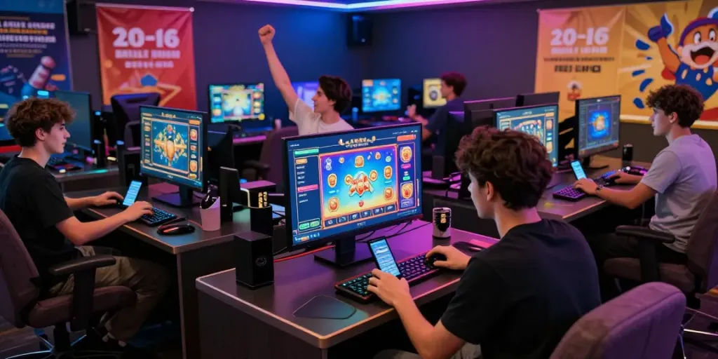 Players enjoying da88 online gaming experience in a vibrant casino atmosphere.