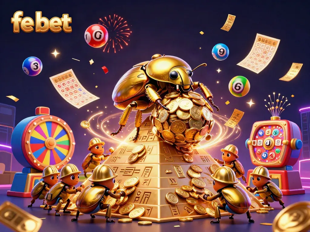 Engage in thrilling gameplay with fe bet, featuring vibrant lottery elements and a golden beetle theme.