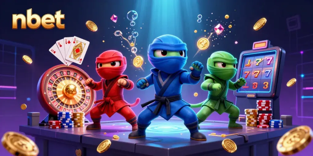 Experience thrilling nbet wins with vibrant chameleon ninjas amidst casino riches.