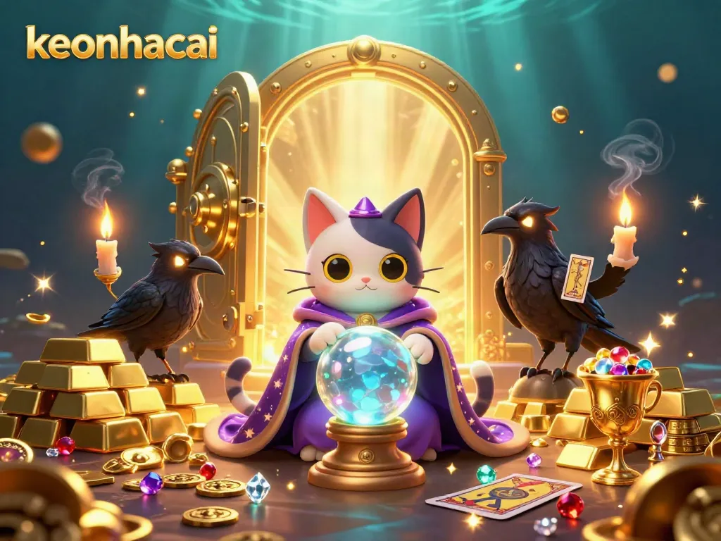 Experience keonhacai's vibrant casino magic in this enchanting 3D illustration.