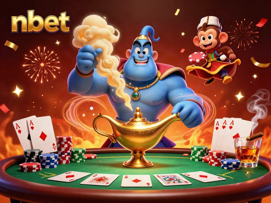 Experience thrilling gameplay with nbet's vibrant casino scene featuring lively characters and poker elements.