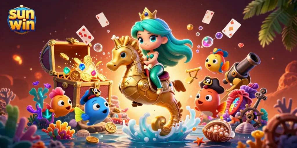 Join the excitement of sun win with a vibrant underwater casino adventure featuring magical characters.