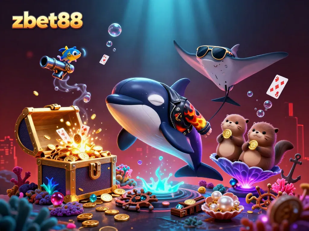 Experience thrilling wins with the vibrant zbet88 casino scene featuring playful sea creatures and gold coins.