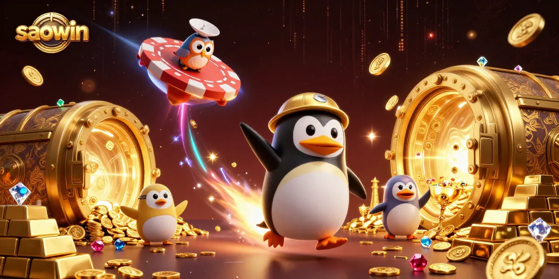 Play and win with saowin in this vibrant, colorful 3D casino adventure scene.