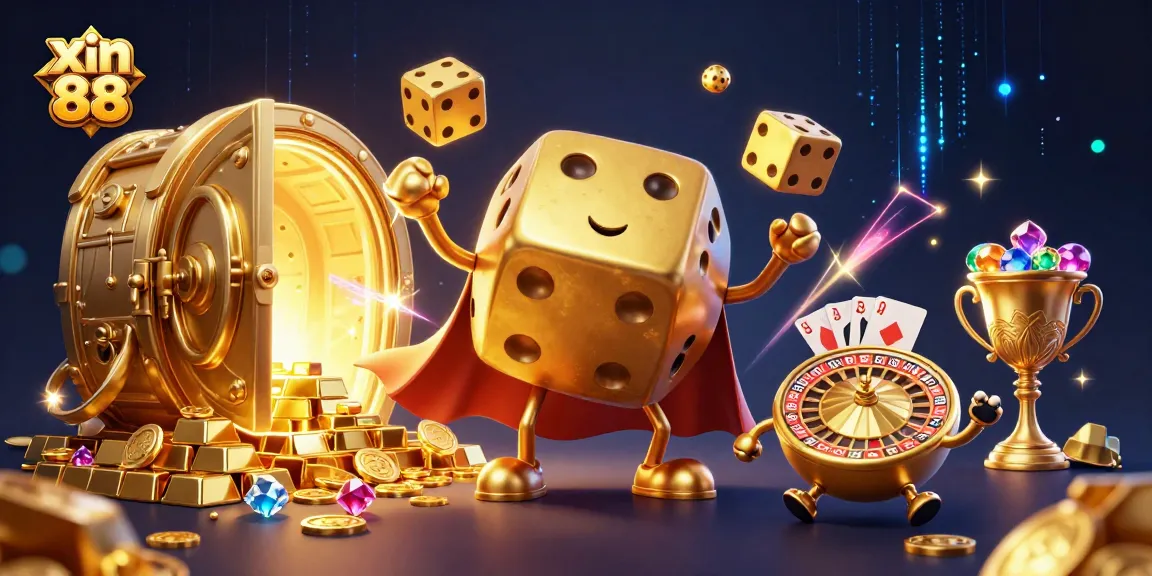 Experience the thrill of xin 88 with a vibrant 3D illustration of casino excitement.