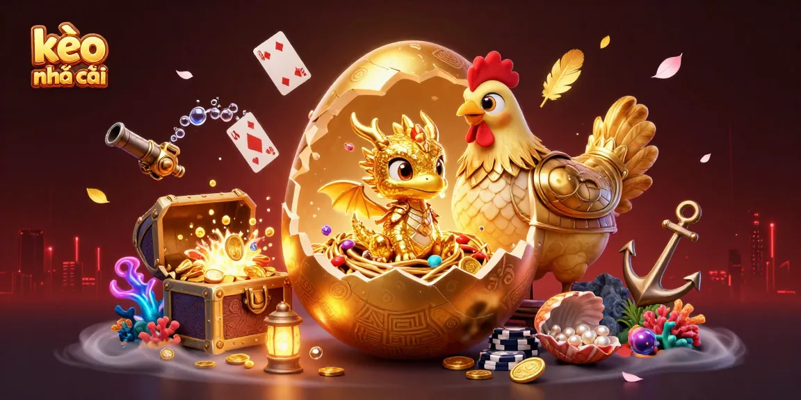 Engage in kèo nhà cái with a dynamic illustration of golden elements and casino excitement.