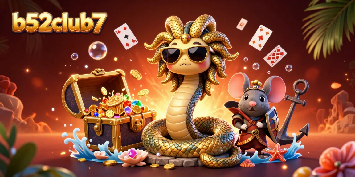 Experience the excitement at b52club7 with engaging characters and casino elements in a vibrant 3D scene.