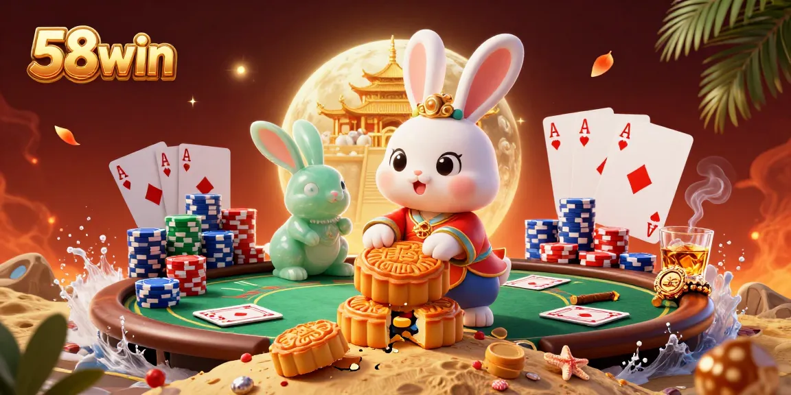 Engage with 58win's exciting casino world, featuring cartoon characters and vibrant poker elements
