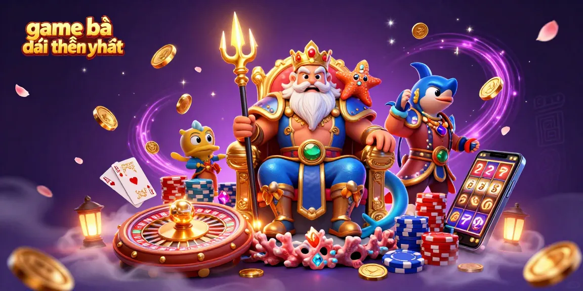 Experience thrilling action with game bài đổi thưởng uy tín, showcasing a vibrant scene with a mystical sea king and casino elements.