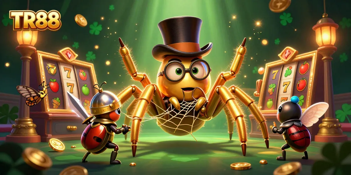 Engage with TR88 at our vibrant casino, featuring a golden tarantula and beetle knight in action.