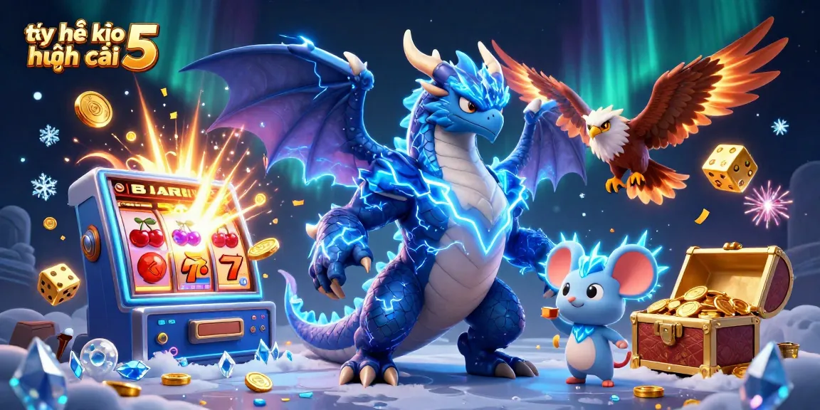 Experience thrilling gaming adventures with tỷ lệ kèo nhà cái 5 showcased in a vibrant, electrifying illustration.