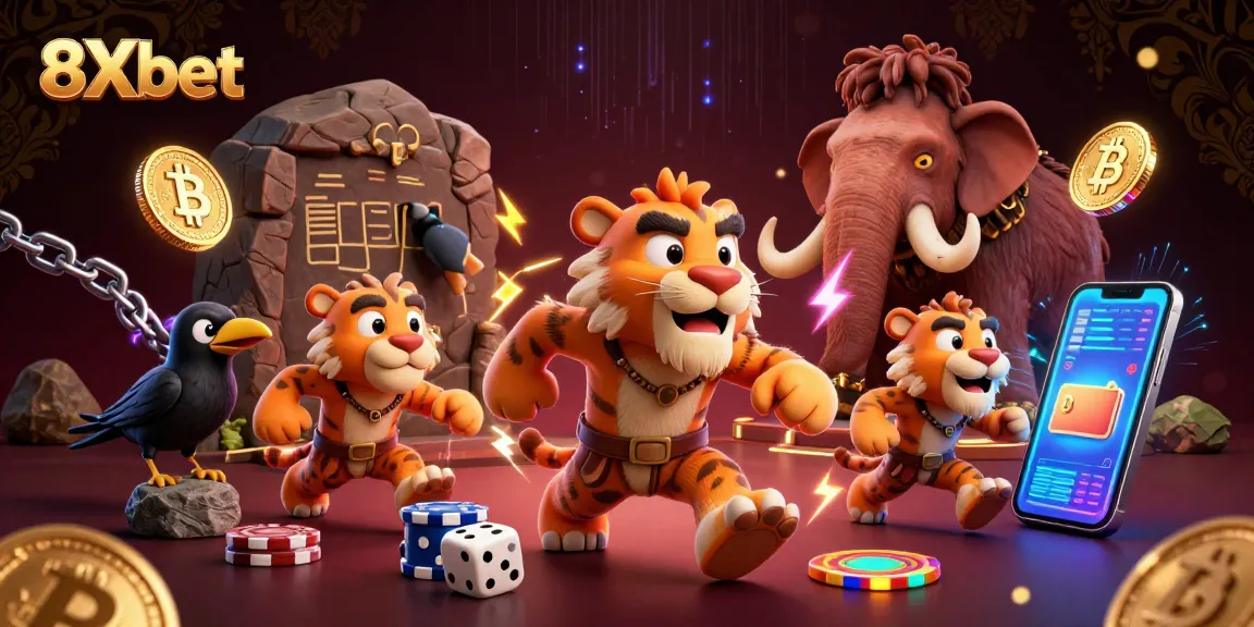 Experience thrilling action at 8Xbet casino with immersive stone age gaming and vibrant crypto elements.