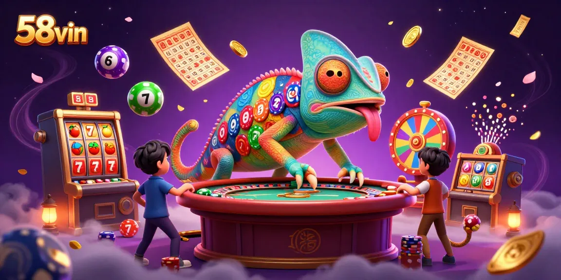 Experience the excitement of 58vin with lively games and winning visuals in this dynamic casino scene.