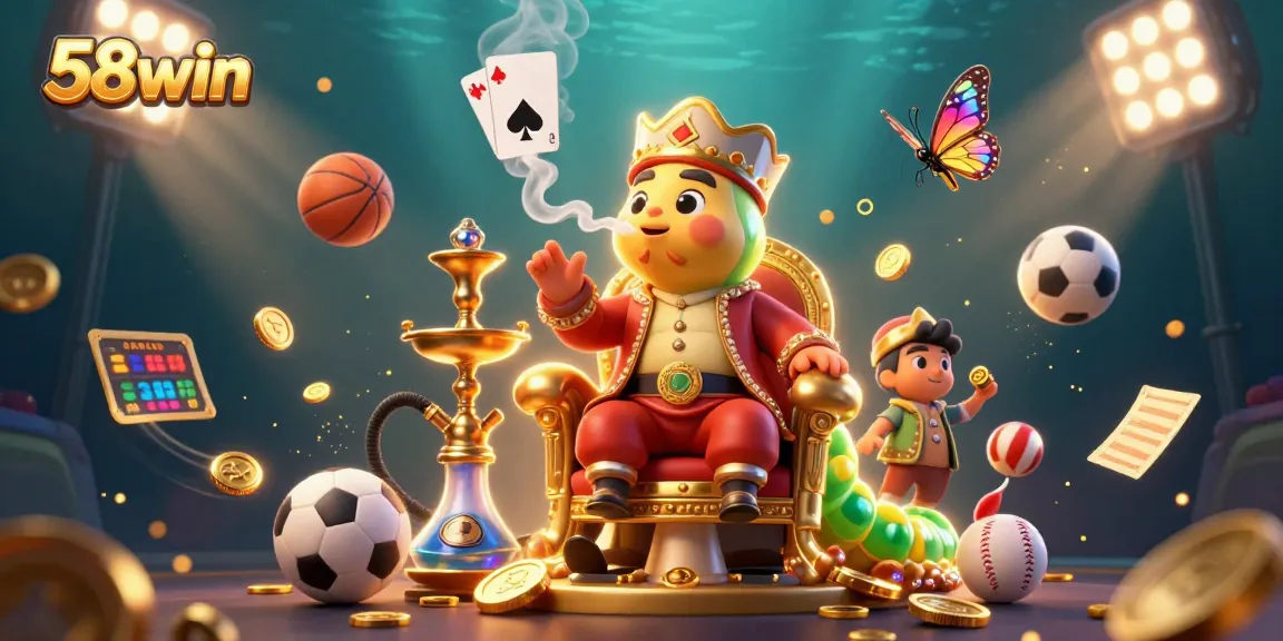 Experience thrilling gameplay with 58win as the caterpillar master engages in poker while surrounded by sports elements.
