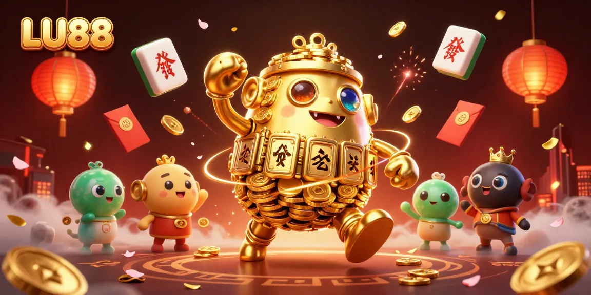 Engage in thrilling gaming experiences at LU88 with vibrant 3D casino elements like golden golems and festive lanterns.