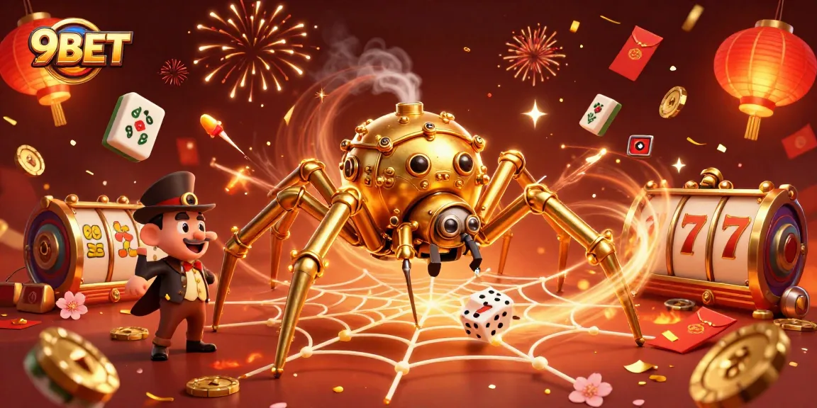 Experience winning thrills with 9BET in this vibrant casino-themed digital illustration