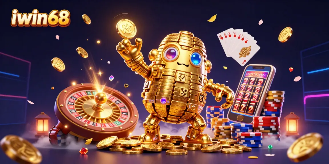 Experience thrilling wins at iwin68 with dynamic 3D casino elements and golden golem.