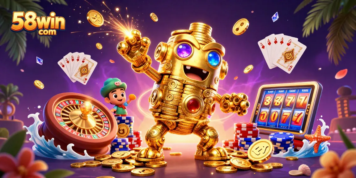 Experience the thrill of 58win com with this vibrant 3D casino illustration, symbolizing exciting gameplay.
