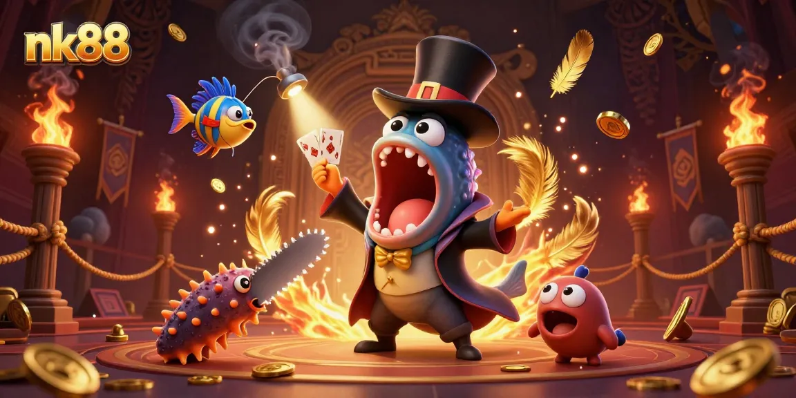 Experience thrilling gameplay at nk88 with a magical scene of card tricks and deep-sea wonders.