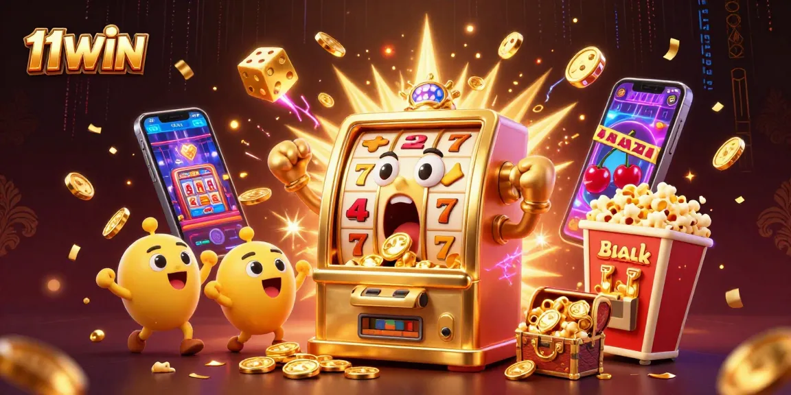 Experience thrilling wins with 11WIN as joyful slot machines celebrate a jackpot!