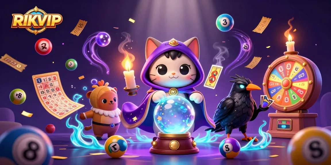 Join the magic of RIKVIP with a vibrant 3D scene combining fortune telling, lottery excitement, and enchanting visuals.