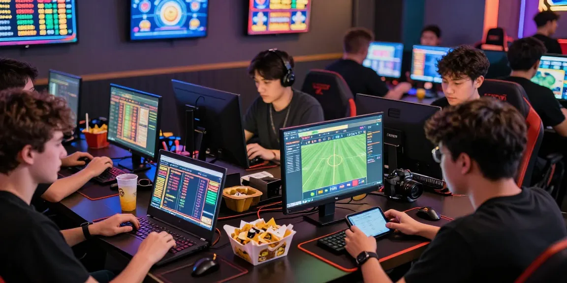 Online gaming enthusiasts gambling at https://shbet.cruises/ with mobile devices and laptops in an exciting atmosphere.
